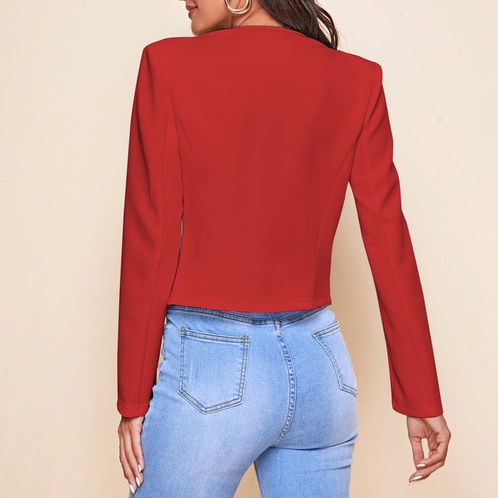 Drune | Einfache Farbe Langärmelig Offene Vorderjacke