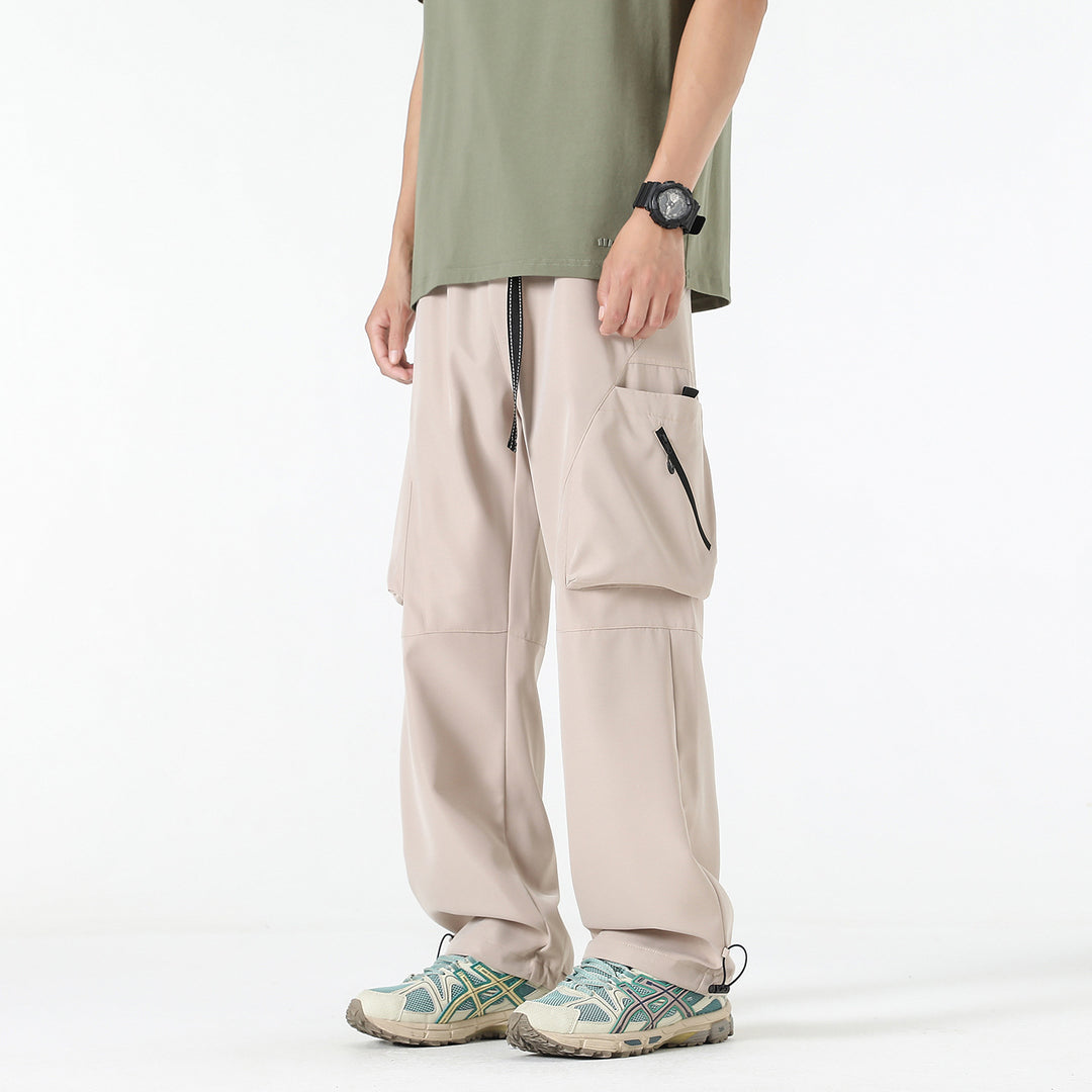 Herren Baggy-Cargo-Hose im Tech-Utility-Stil mit großvolumigen Klapptaschen, elastischem Bund und verstellbarem Kordelsaum Drune