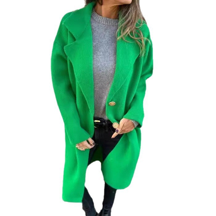 Damen Oversized Wollmantel mit eleganten Knopfdetails Drune