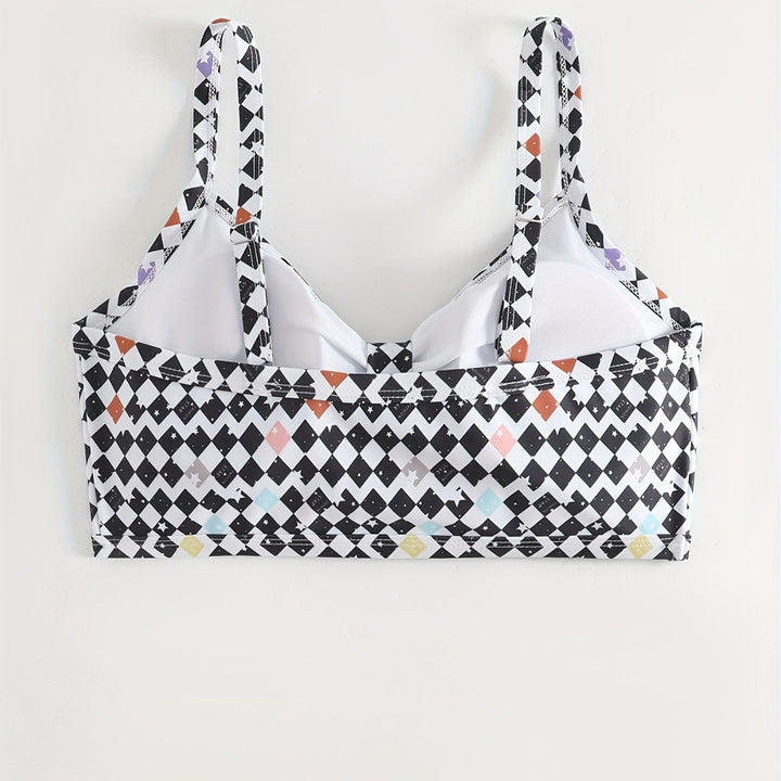 Damen Triangel-Bikini Oberteil mit modernem grafischen Muster Drune