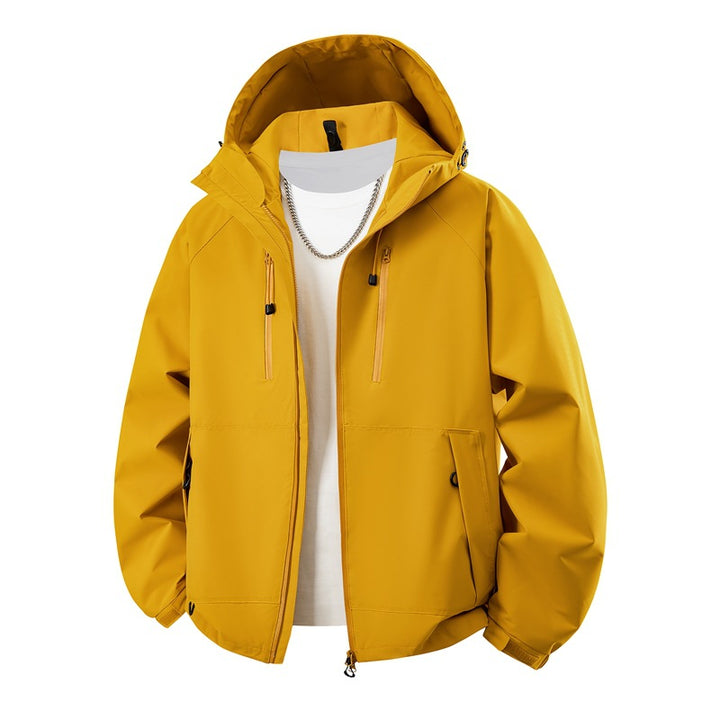 Herren matte Softshell-Kapuzenjacke mit verschweißten Nähten, Zweiwege-Reißverschluss und verstellbarem Kordelsaum Drune