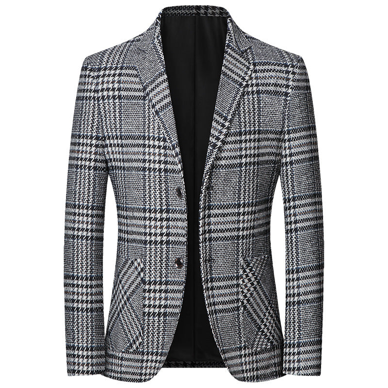 Herren Glencheck-Sakko Slim Fit aus Wollmischung mit dezentem Overcheck Drune