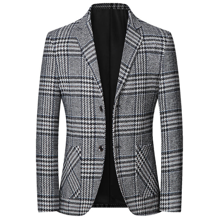 Herren Glencheck-Sakko Slim Fit aus Wollmischung mit dezentem Overcheck Drune