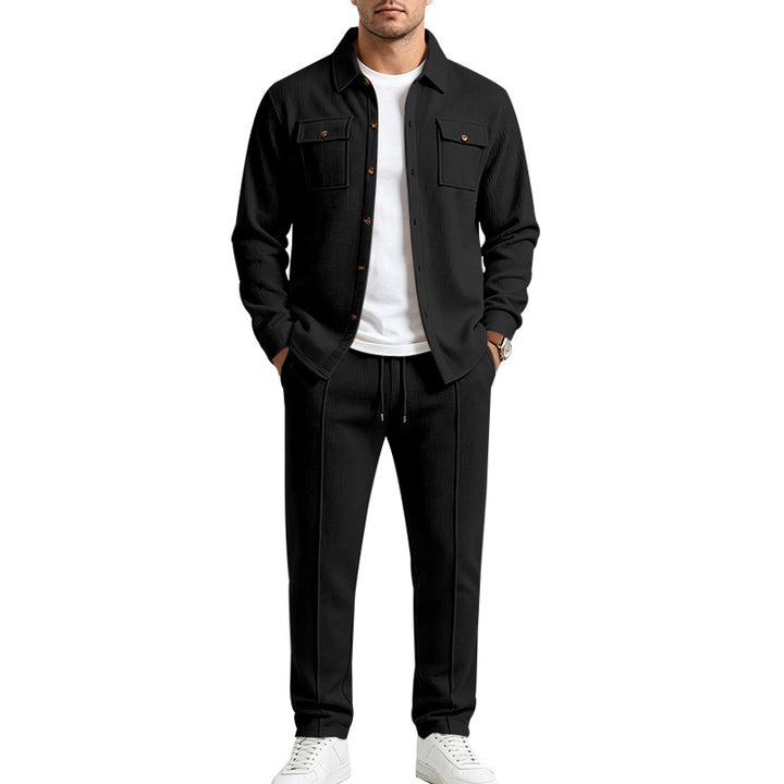 Herren Overshirt- und Jogger-Set aus strukturierter Strickqualität Drune