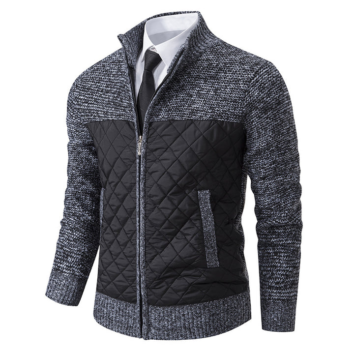 Herren nan gesteppte Hybrid-Strickjacke mit diamantsteppung, Stehkragen, isolierendem Thermofutter und Reißverschluss Drune