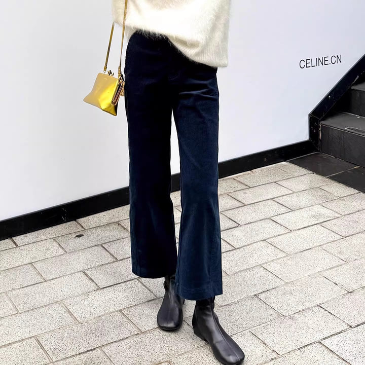 Damen Hochtaillierte Samt-Culotte mit weitem Bein und dezenten Eingrifftaschen Drune