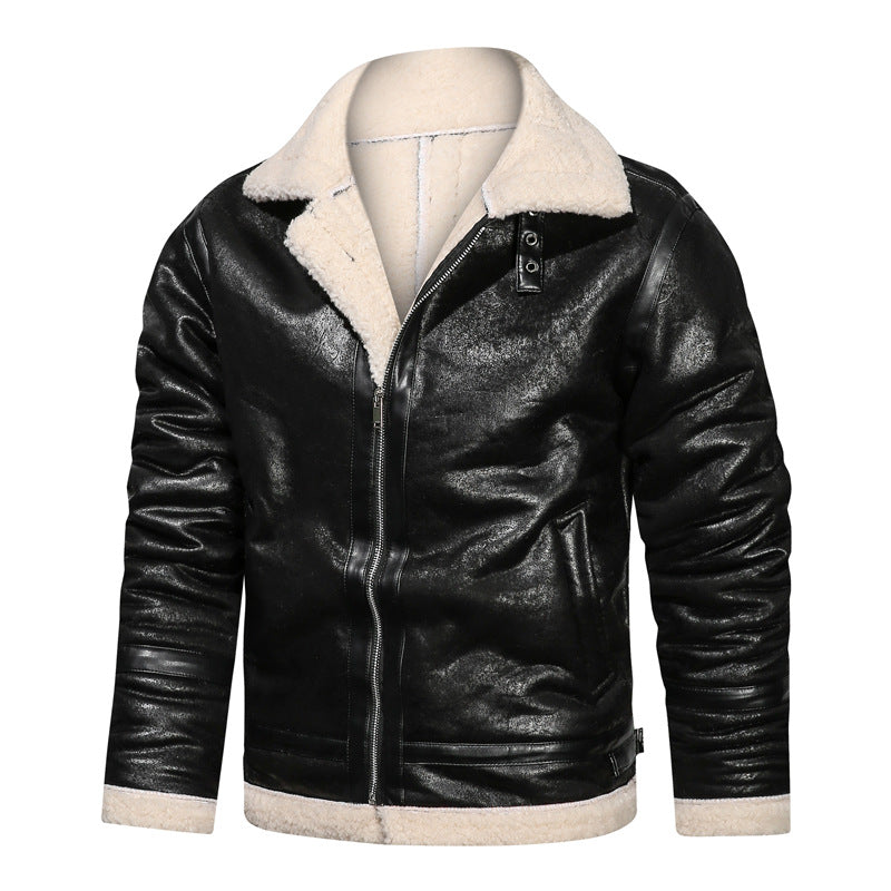 Herren Fliegerjacke mit Lammfellfutter und Vintage Kunstlederoptik Drune