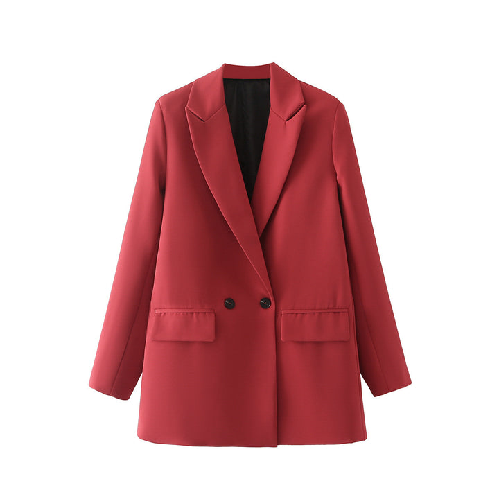 Damen Oversize Doppelreihiger Blazer mit fallendem Revers und weicher Innenfütterung Drune