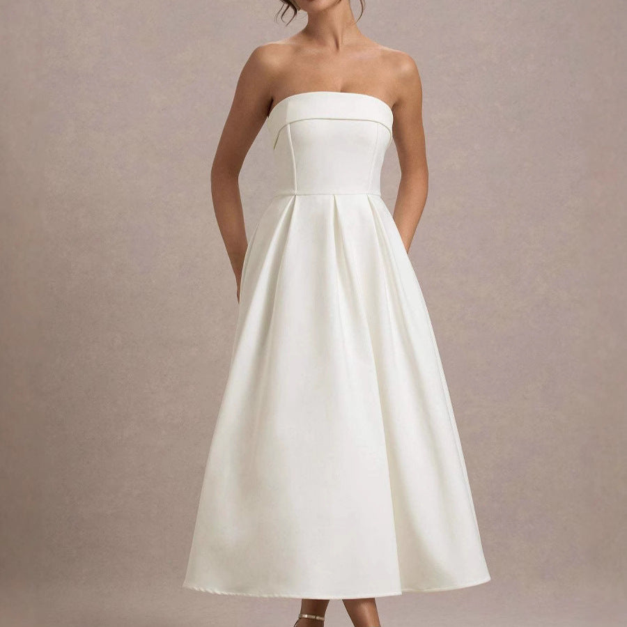 Damen elegantes A-Linien Abendkleid mit taillenbetontem Design Drune