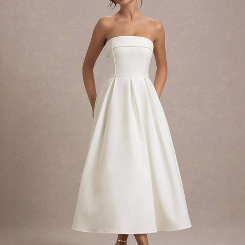 Damen elegantes A-Linien Abendkleid mit taillenbetontem Design Drune
