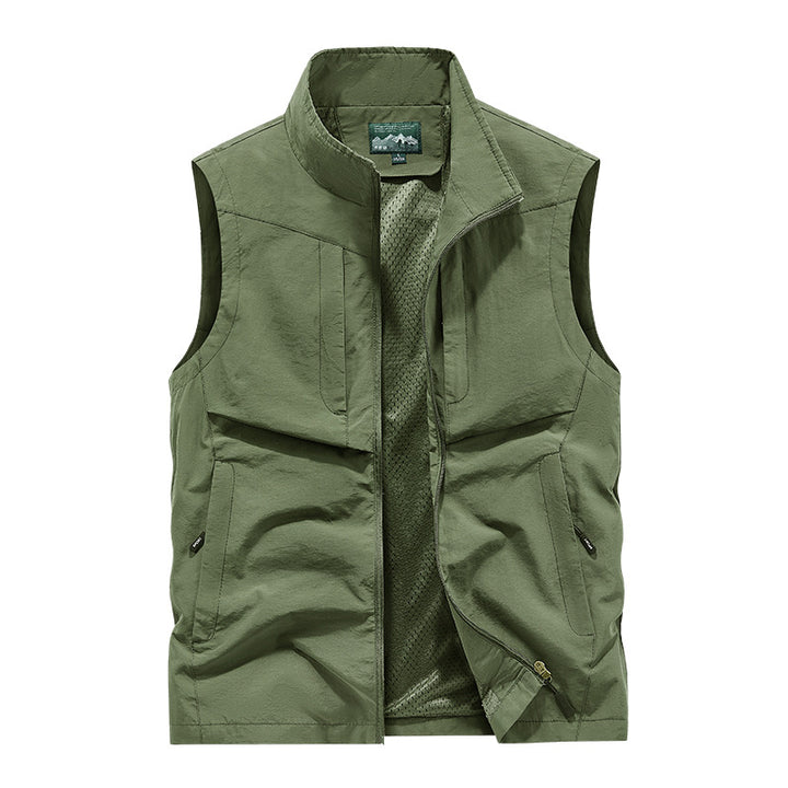 Herren Utility-Outdoorweste mit Mesh-Futter, durchgehendem Reißverschluss und Multifachtaschen Drune