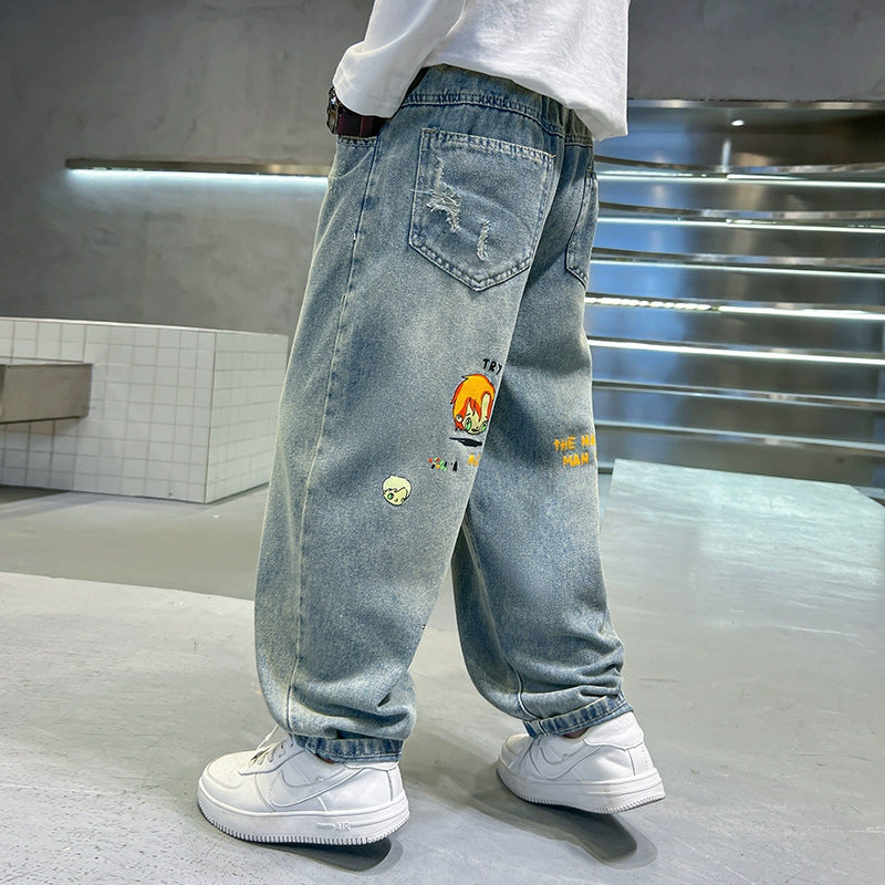 Unisex lässige Jeans mit bunten Graphics Drune