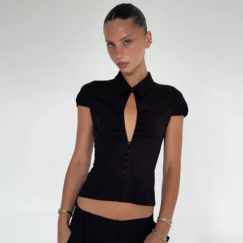 Damen Elegantes tailliertes Blusenshirt mit einem Reißverschluss Drune