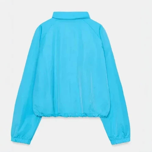 Damen Kurze atmungsaktive Blouson‑Windjacke mit Stehkragen und elastischem Bund Drune