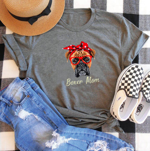 Frauen Verspielt Boxer Hund Grafik T-Shirt Drune