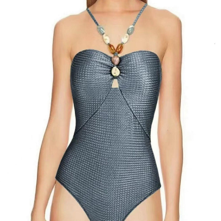 Damen Badeanzug mit elegantem Wickelrock und modischen Schmuckdetails Drune