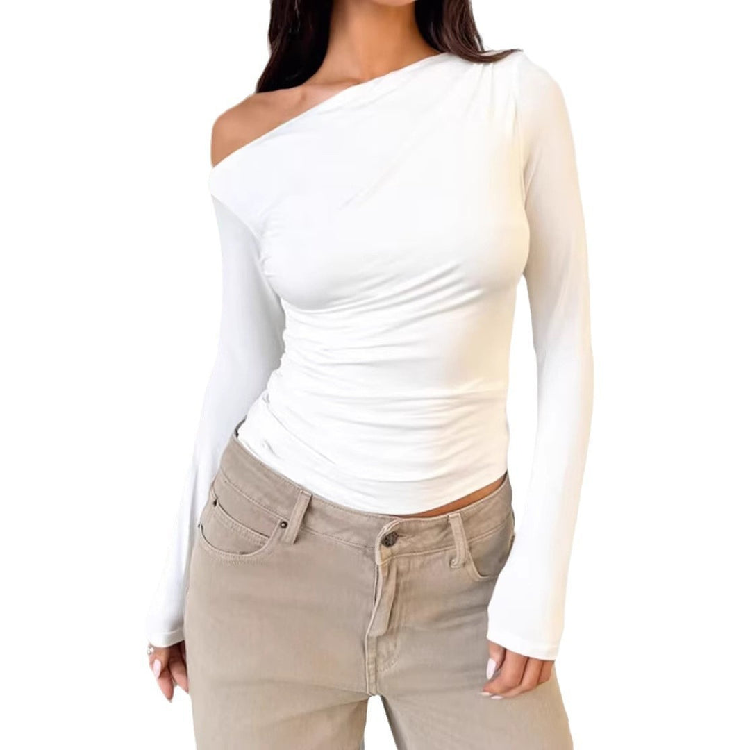 Damen Asymmetrisches Langarmshirt mit elegantem Schnitt und figurformendem Design Drune
