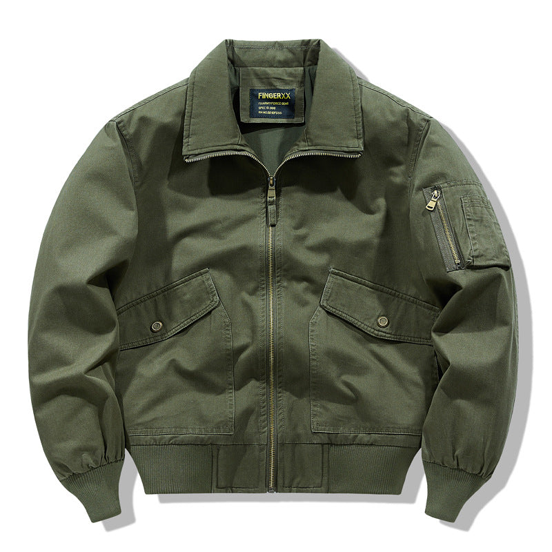 Männer's  schwergewicht utility zip jacke mit signature ärmel zip tasche und klappen cargo taschen Drune