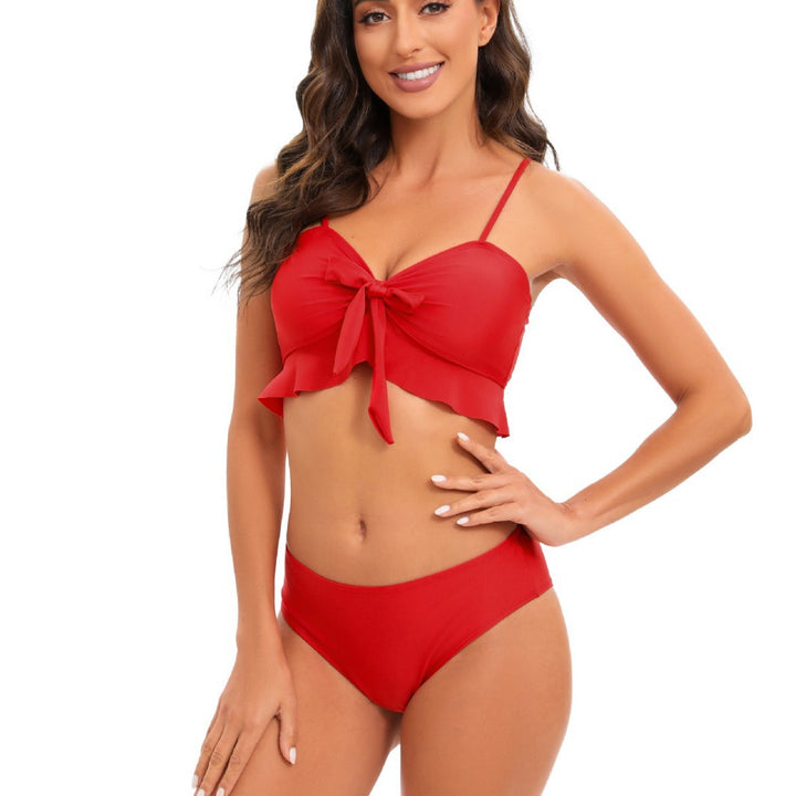 Damen Bikini-Set mit Rüschendetails und hoch taillierten Shorts Drune