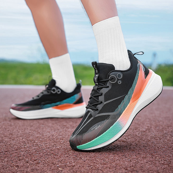 Unisex leichte Straßensneaker mit atmungsaktivem Strickobermaterial, reaktiver Hohlkern-Zwischensohle und griffiger Profilaußensohle Drune