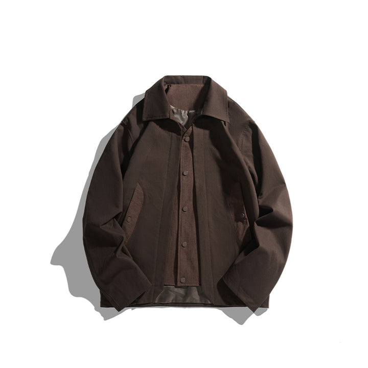 Herren leichte Freizeitjacke mit Hemdkragen, Druckknopfleiste und verdeckten Nahttaschen Drune