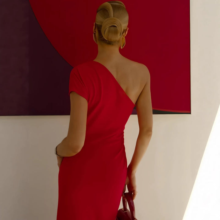 Damen Elegantes ärmelloses Wickelkleid mit asymmetrischem Schnitt Drune