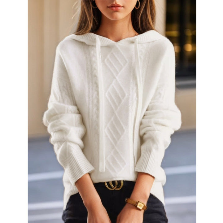 Damen nan kuscheliger Kapuzenpullover aus Kaschmirmischung mit Zopfmuster und Oversize-Schnitt Drune