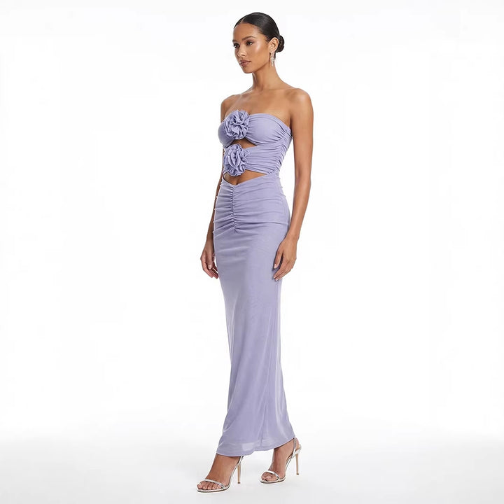 Damen Langes Abendkleid mit floralem Cut-Out und figurformendem Design Drune