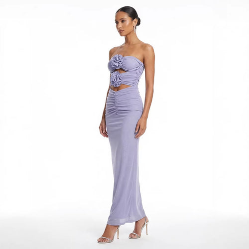 Damen Langes Abendkleid mit floralem Cut-Out und figurformendem Design Drune