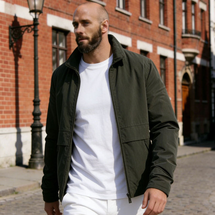 Herren Leichte Utility-Blousonjacke mit Hemdkragen und aufgesetzten Pattentaschen Drune