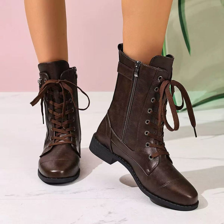 Damen Charmante Schnürstiefel mit modischem Reißverschluss Drune