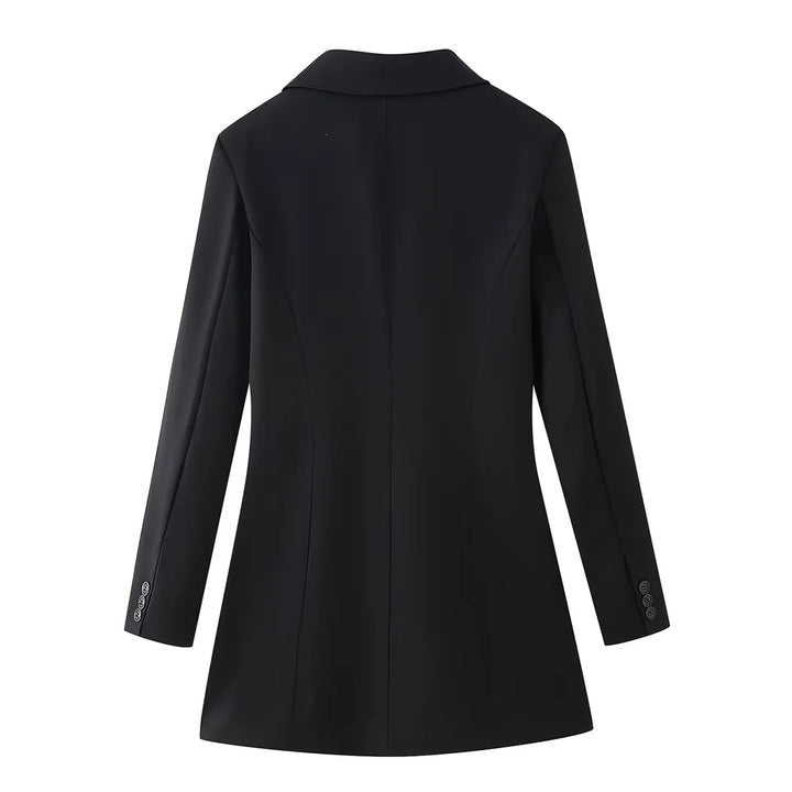 Damen nan taillierter Longblazer mit Reverskragen, drei Knöpfen und Pattentaschen Drune