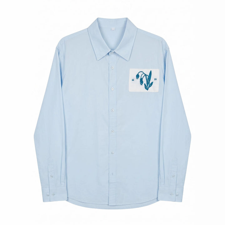 Herren Oversized Hemd mit gestickter Brustpatch und Kentkragen Drune