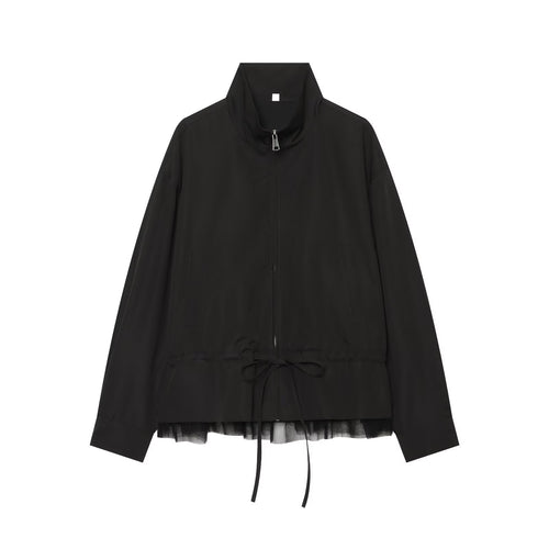Damen Leichter Blouson mit Stehkragen, Tunnelzug‑Taille und Tüllsaum Drune