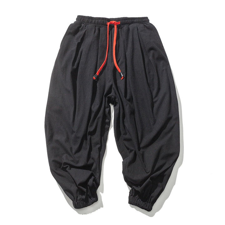 Herren nan lässige Leinen-Joggerhose mit Tunnelzug, strukturierter Oberfläche und elastischen Bündchen Drune