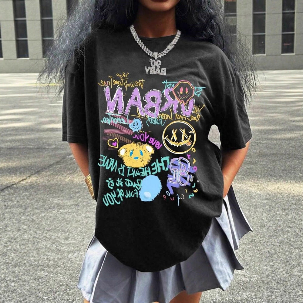 Damen oversized Grafik-T-Shirt mit urbanem Design Drune