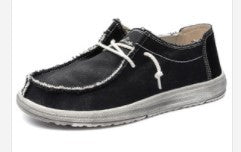 Herren nan lässiger Mokassin-Sneaker aus Jeansstoff mit elastischer Tau-Schnürung und gepolsterter Komfortsohle Drune