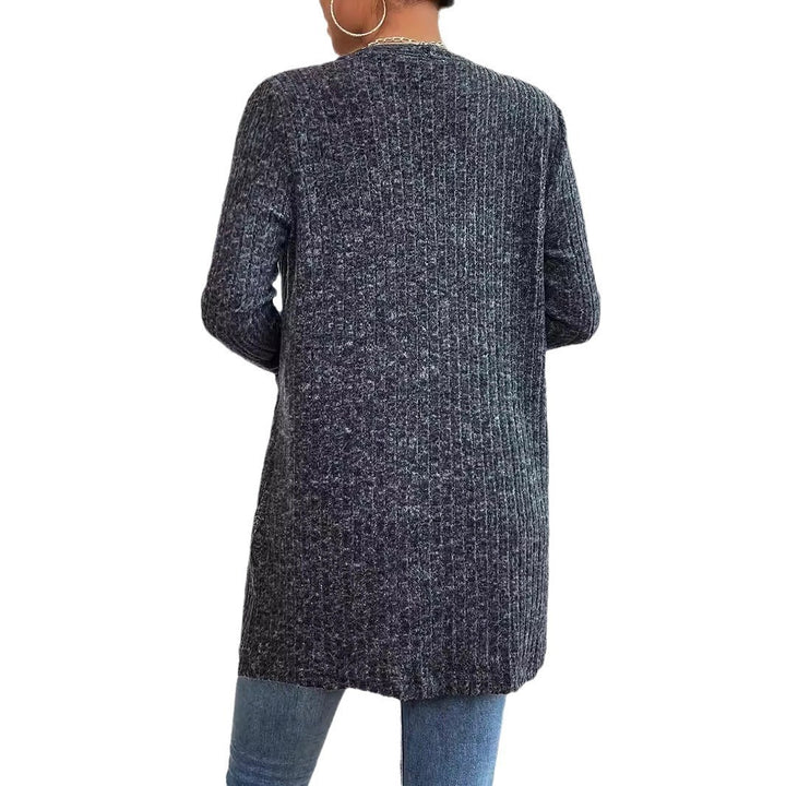 Damen Strickjacke mit offenen Front und diaganalem Rippstrickmuster Drune