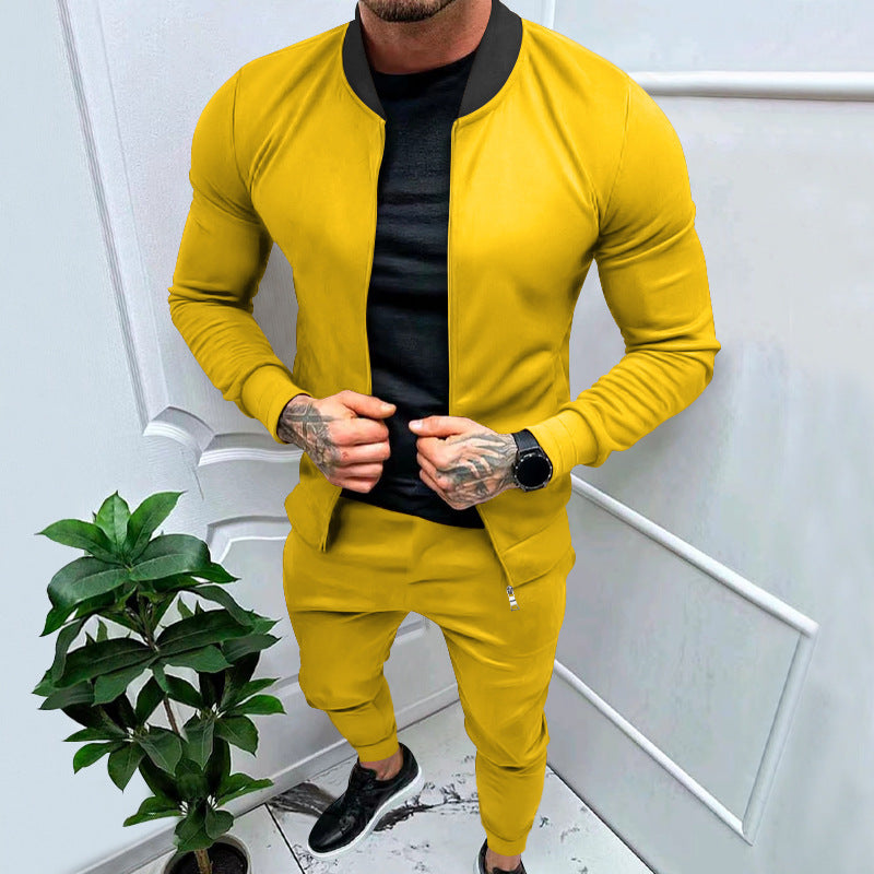 Herren nan sportlicher Freizeit-Trainingsanzug mit taillierter Bomberjacke und konisch zulaufender Jogginghose aus elastischer Baumwollmischung Drune