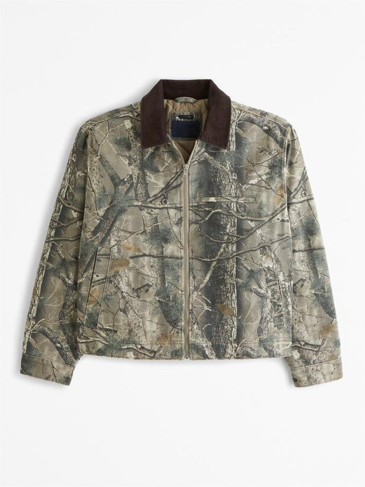 Herren Freizeitjacke im modernen Camouflage-Design mit hochschließendem Kragen Drune