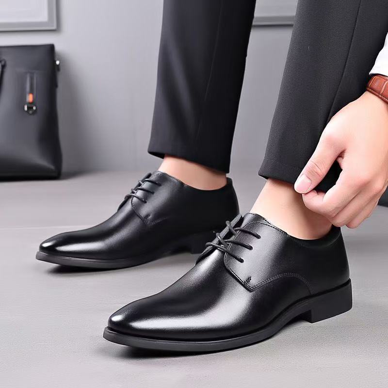 Herren Elegante Derby-Business-Schnürschuhe aus Glattleder mit schmaler Leiste Drune