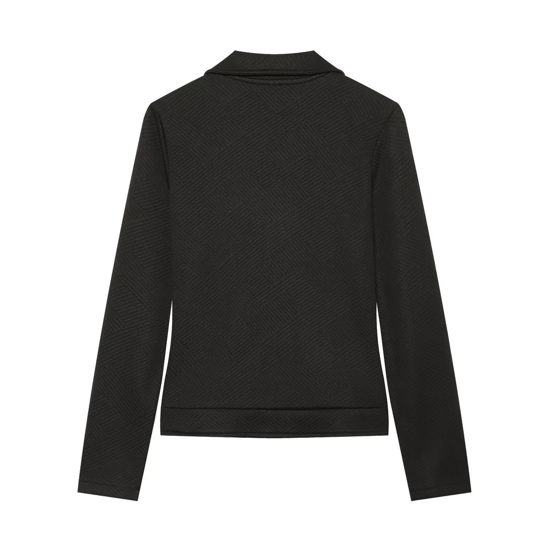 Damen Kurzjacke im Bikerstil mit asymmetrischem Reißverschluss und strukturierter Webstruktur Drune