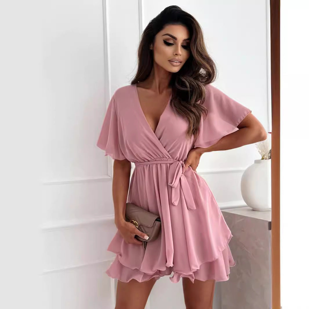 Drune | Kurzes Rüschensaum Damen-Minikleid