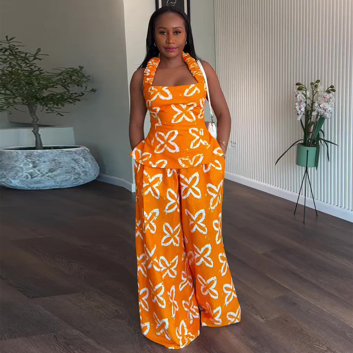 Damen Maxikleid mit breitem Trager und praktischen Seitentaschen Drune