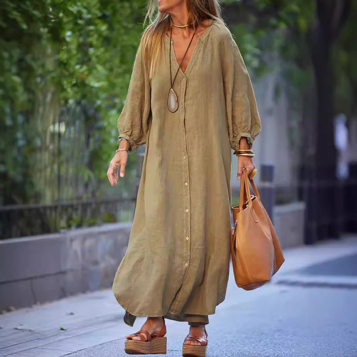 Damen Leichte Sommerkleid aus Leinen Drune