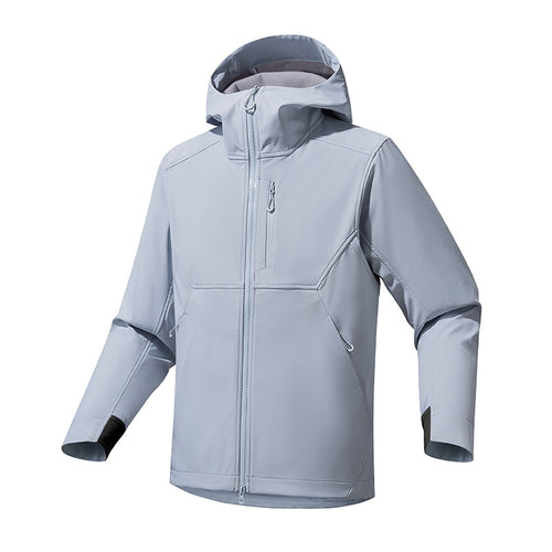 Herren Softshell‑Kapuzensweatjacke mit Stretch‑Windschutz, ergonomischem Schnitt und Brustreißverschluss Drune