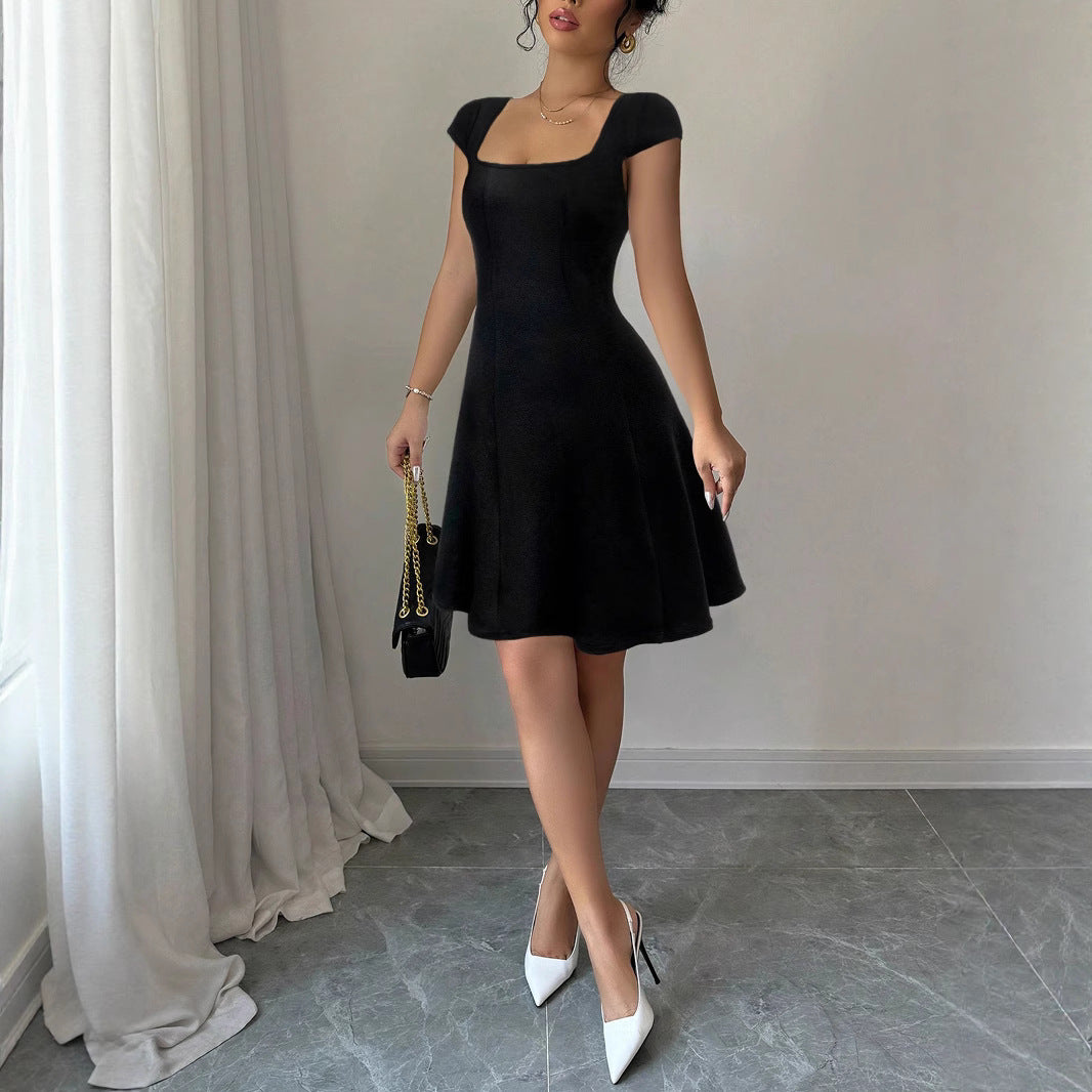 Damen Ärmelloses A-Linien Kleid mit quadratischem Ausschnitt Drune