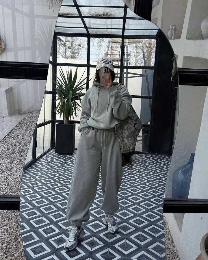 Damen Oversized Sweatsuit mit Kapuze und Bündchen Drune