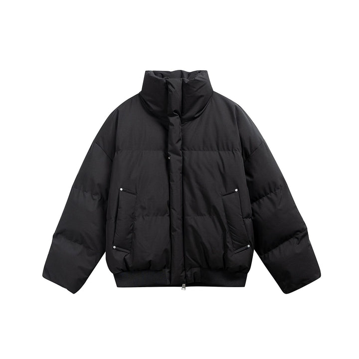 Damen Kurze wattierte Steppjacke im Boxy‑Cut mit hohem Stehkragen und Rippenbund Drune