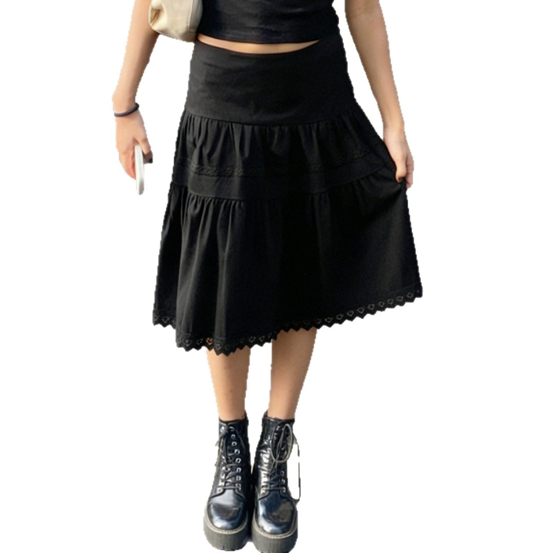 Damen Midirock mit Rüschendetails und elastischem Bund Drune